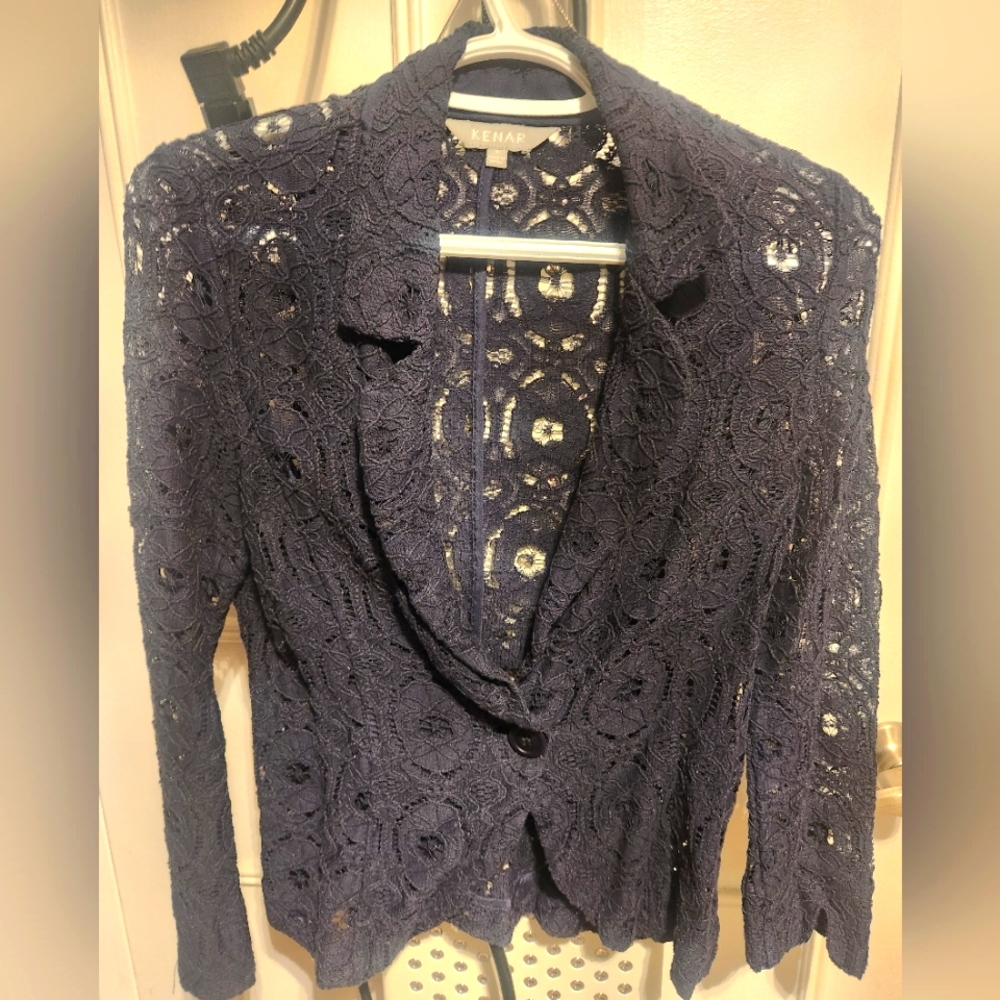 Kenar Navy Lace Blazer